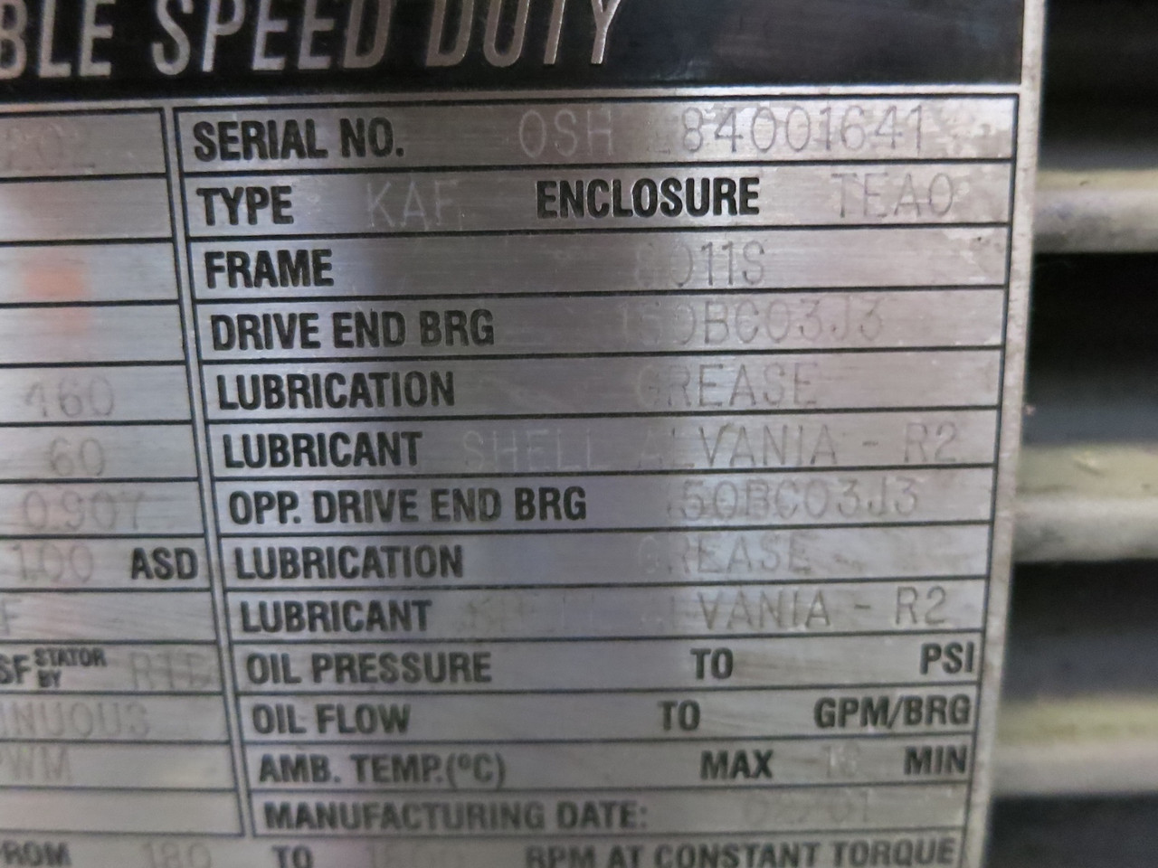 GE 5KAF80114344202 1250 HP 460V Induction Motor 1785RPM 8011S KAF TEAO 8000 A$D (GA1041-1)