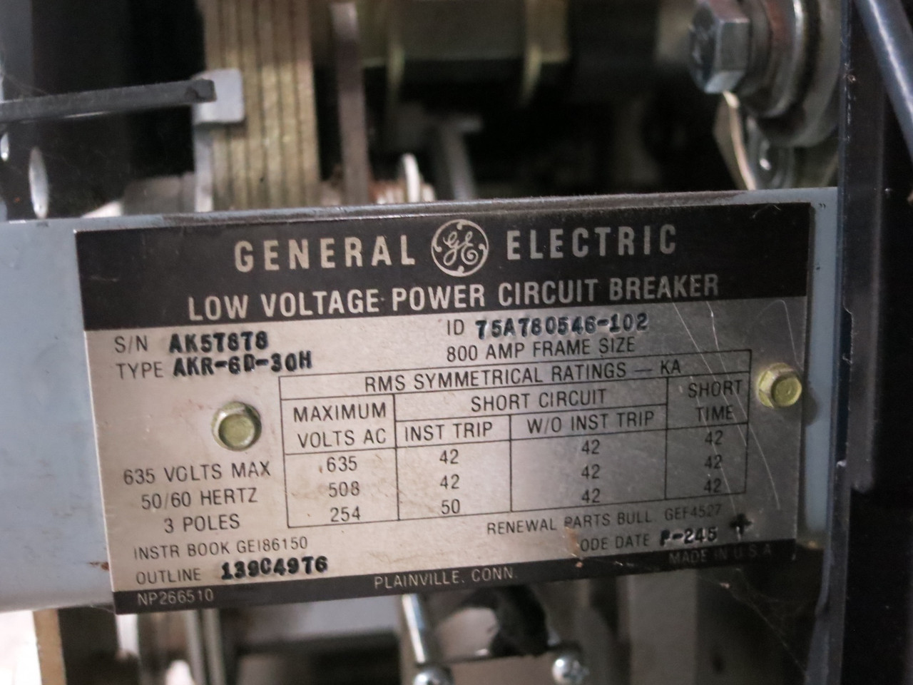 GE AKR-6D-30H 800A Air Breaker AC-Pro Trip Unit w/ Quick-Trip QT-Display 800 Amp (DW4344-4)