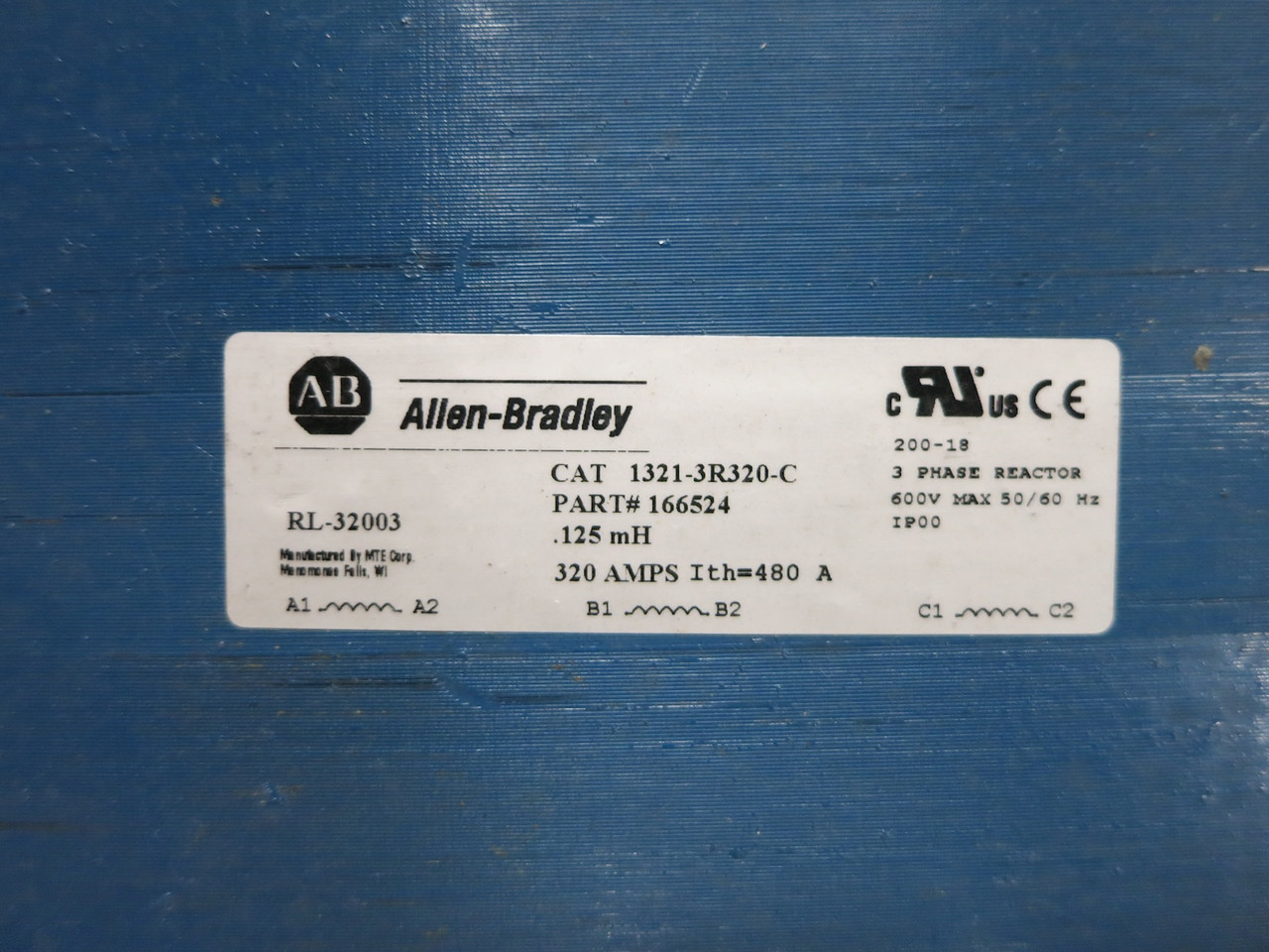 Allen Bradley 1321-3R320-C 320A AC Line Reactor 166524 3PH 600V 0.125 mH 320 Amp (DW4359-4)