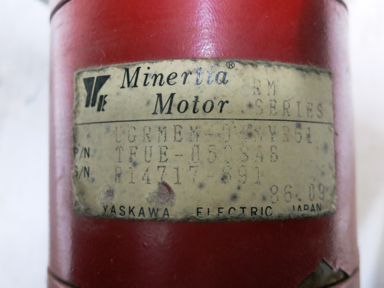 Yaskawa UGRMEM-04MYR61 AC Servo Motor RM Series TFUE-050SAB Minertia Motor (DW4390-1)