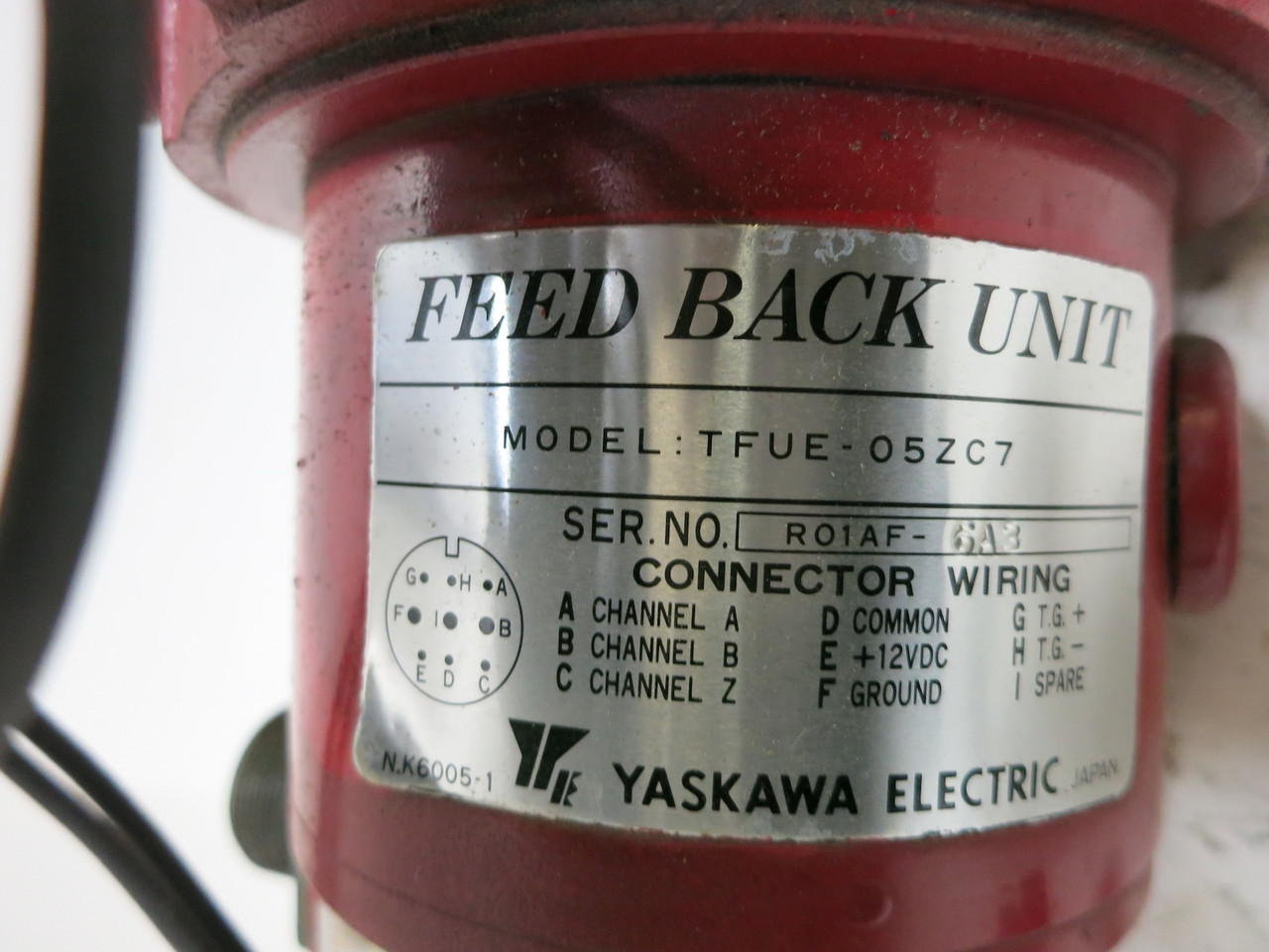 Yaskawa UGCMED-08-YR11 Servo Motor TFUE-05ZC7 Feed Back Unit 0.75kW 1750RPM 144V (DW4408-1)