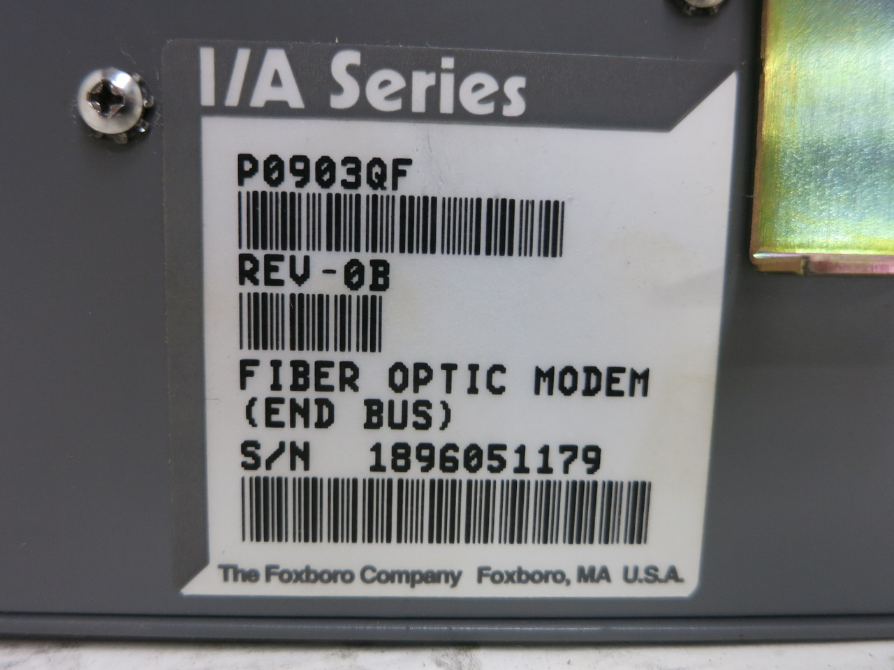Foxboro P0903QF Fiber Optic Modem (End Bus)  I/A Series Rev-0B P0903-QF Rev OB (BJ0010-2)