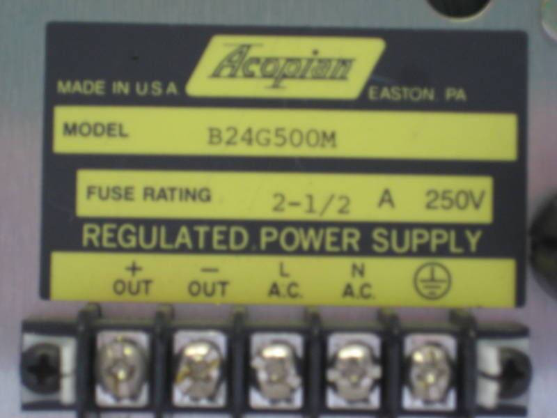 Acopian B24G500M Regulated Power Supply AC Input 24V 5A (EBI0131-3)
