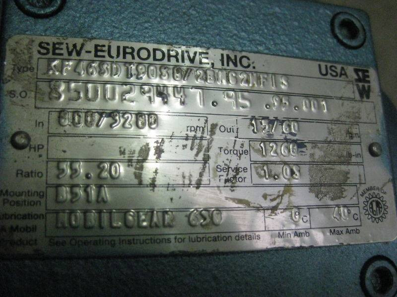 Sew Eurodrive KF46SDT .22KW Ratio:55.2 Gear Reducer NEW (EBI3638-1)