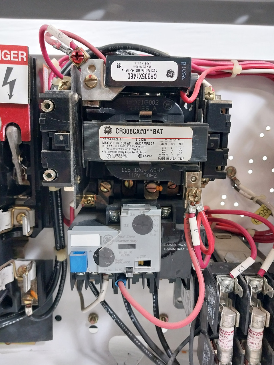 GE 8000 30A Fusible 12" MCC Bucket Size 1 Starter Overload Relay 30Amp CR306CX#0 (BJ0074-13)