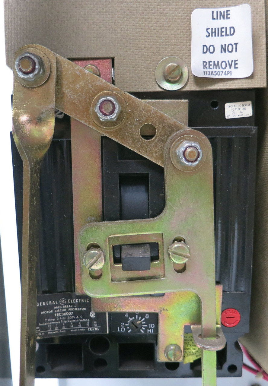 GE 8000 7 Amp TEC36007 Breaker Size 1 CR206C000MYA Starter 18" MCC Bucket 7A (BJ0077-3)