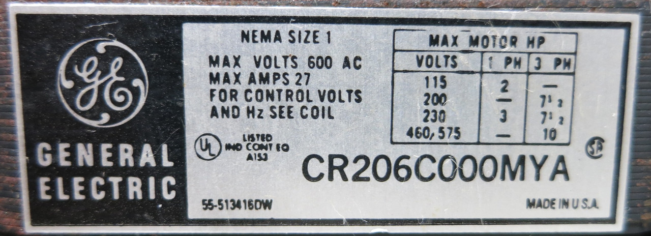 GE 8000 7 Amp TEC36007 Breaker Size 1 CR206C000MYA Starter 18" MCC Bucket 7A (BJ0077-3)