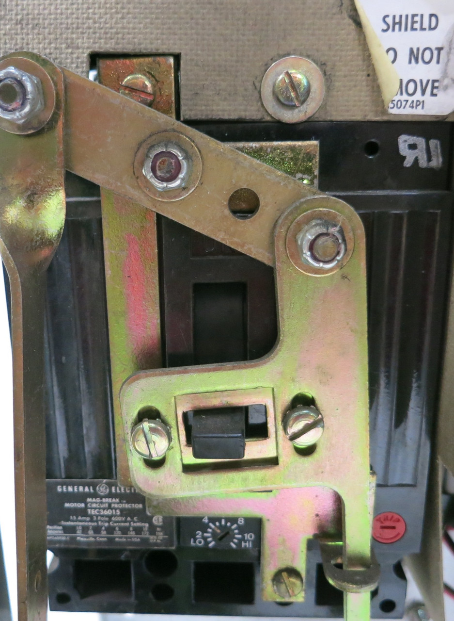 GE 8000 15 Amp TEC36015 Breaker Size 1 CR206C000MYA Starter 18" MCC Bucket 15A (BJ0083-1)