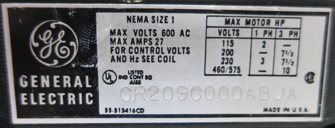 GE 8000 Size 1 Reversing Starter 7A Breaker  24" MCC Bucket CR209C000 TEC 7 Amp (BJ0093-3)