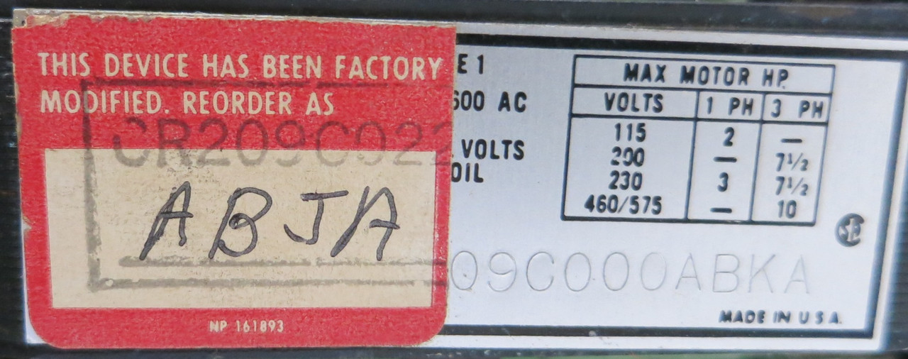 GE 8000 Size 1 Reversing Starter 3A Breaker 24" MCC Bucket CR209C022 TEC 3 Amp (BJ0095-1)