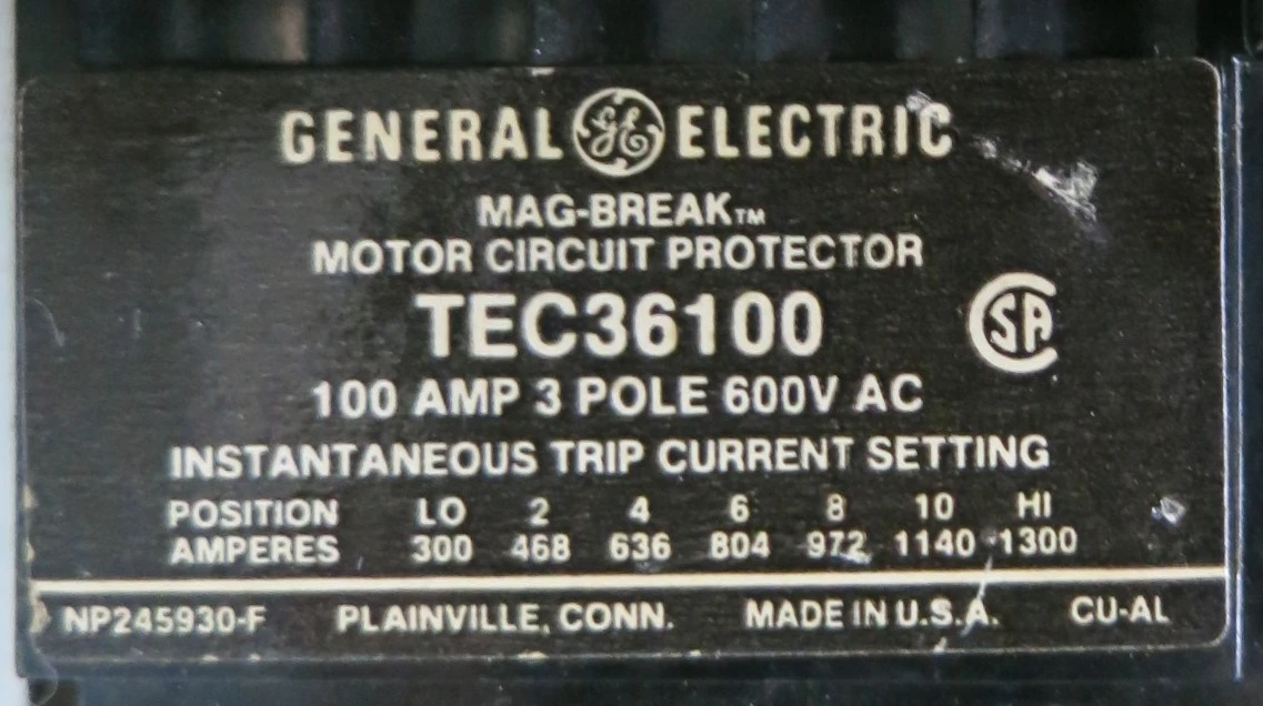 GE 8000 100A Breaker Size 3 Starter 30" MCC Bucket CR206E0 100Amp TECL (BJ0107-13)