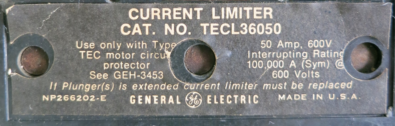 GE 8000 Size 3 Starter 50A Breaker 30" MCC Bucket TECL CR306E0 50 Amp (BJ0105-4)