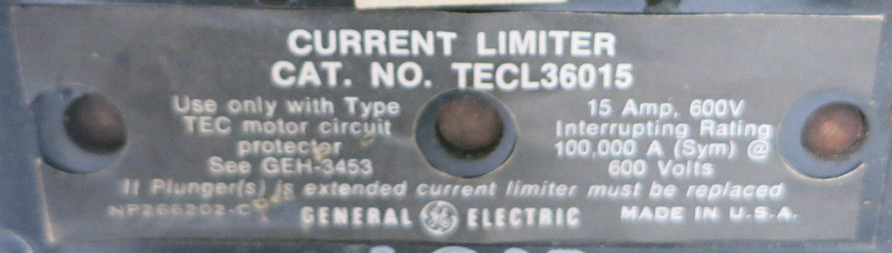 GE 8000  15 Amp TEC36015 Breaker Size 1 CR206C0 Starter 12" MCC Bucket 15A TECL (BJ0116-5)