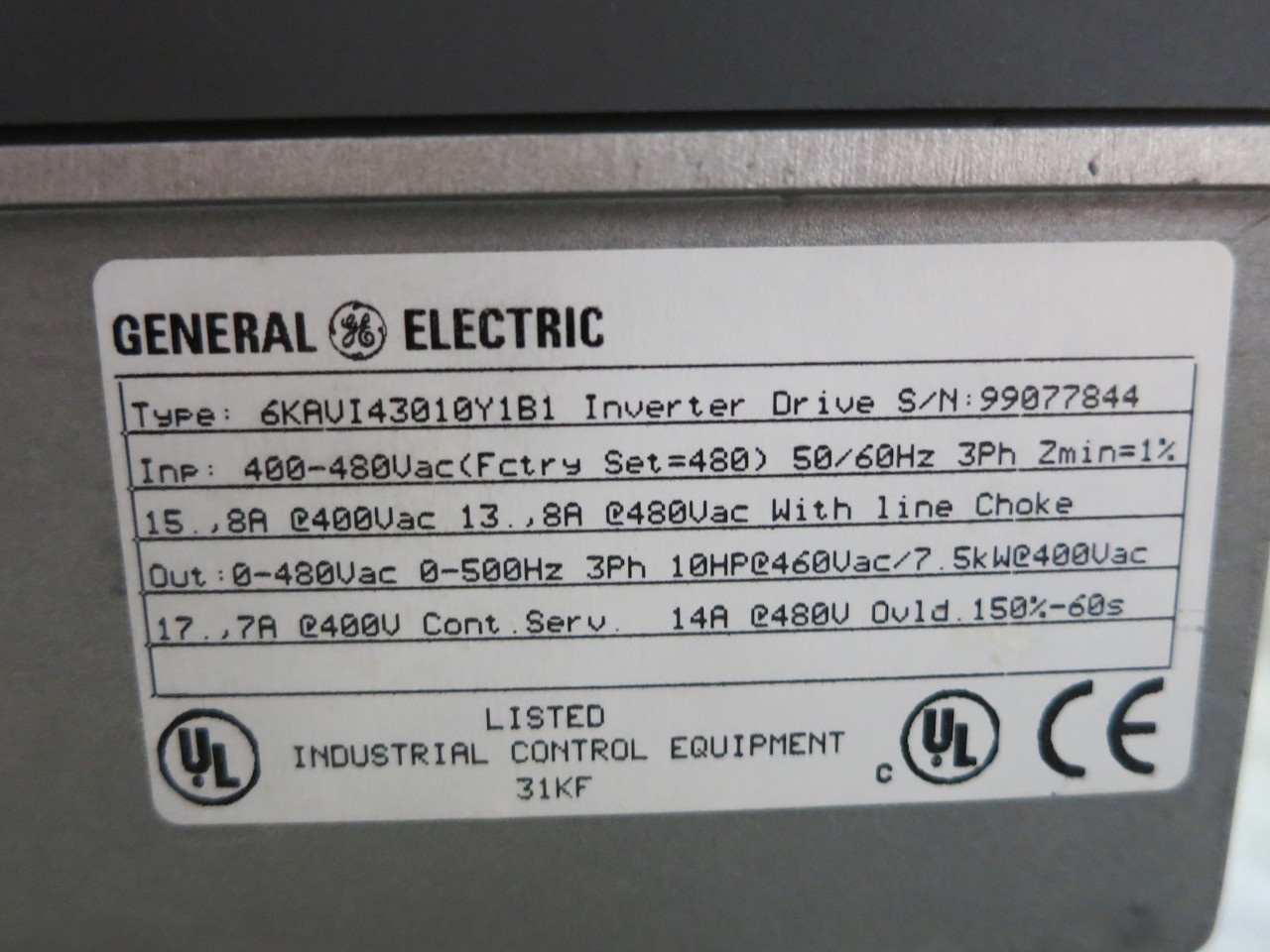 GE 6KAVI43010Y1B1 10HP AC VS Drive AV-300i 3PH 480V Inverter 14A 10 HP 6KAV1 (DW4712-3)