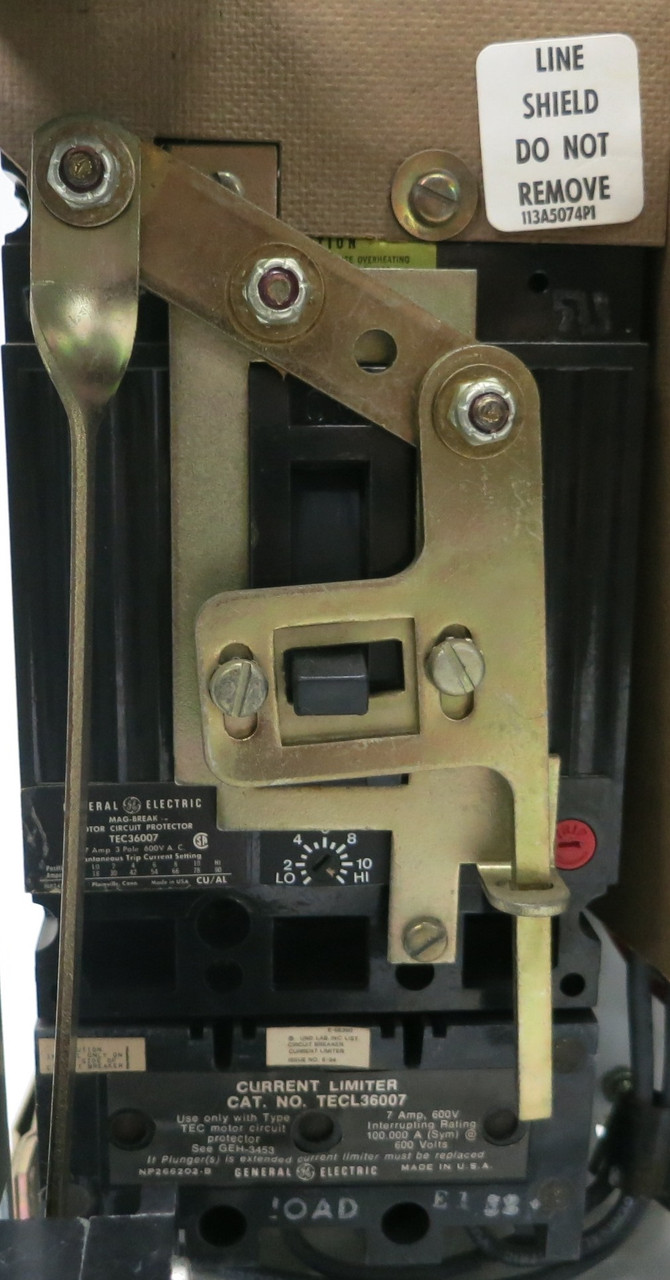 GE 8000 7 Amp TEC36007 Breaker Size 1 CR206C0 Starter 12" MCC Bucket 7A TECL (BJ0118-19)