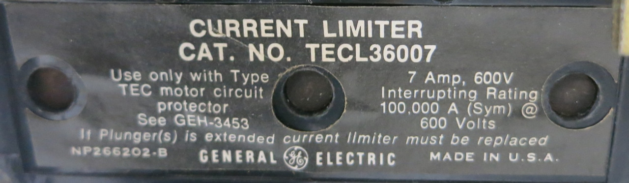 GE 8000 7 Amp TEC36007 Breaker Size 1 CR206C0 Starter 12" MCC Bucket 7A TECL (BJ0118-19)