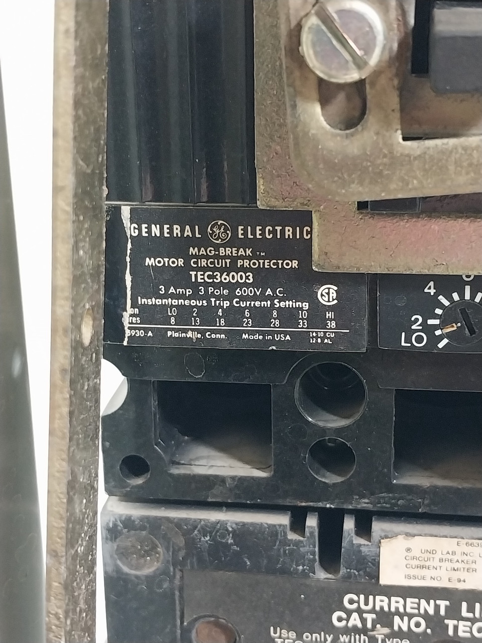 GE 8000  3 Amp TEC36003 Breaker Size 1 CR206C0 Starter 12" MCC Bucket 3A TECL (BJ0117-30)