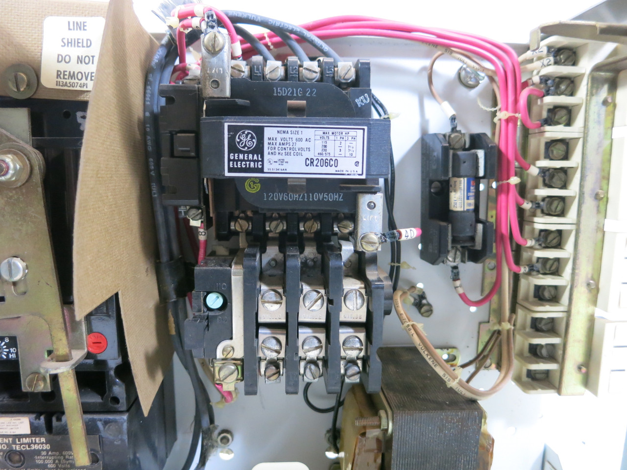 GE 8000 30A Breaker Size 1 Starter 12" MCC Bucket TECL CR206C0 30 Amp (BJ0121-8)