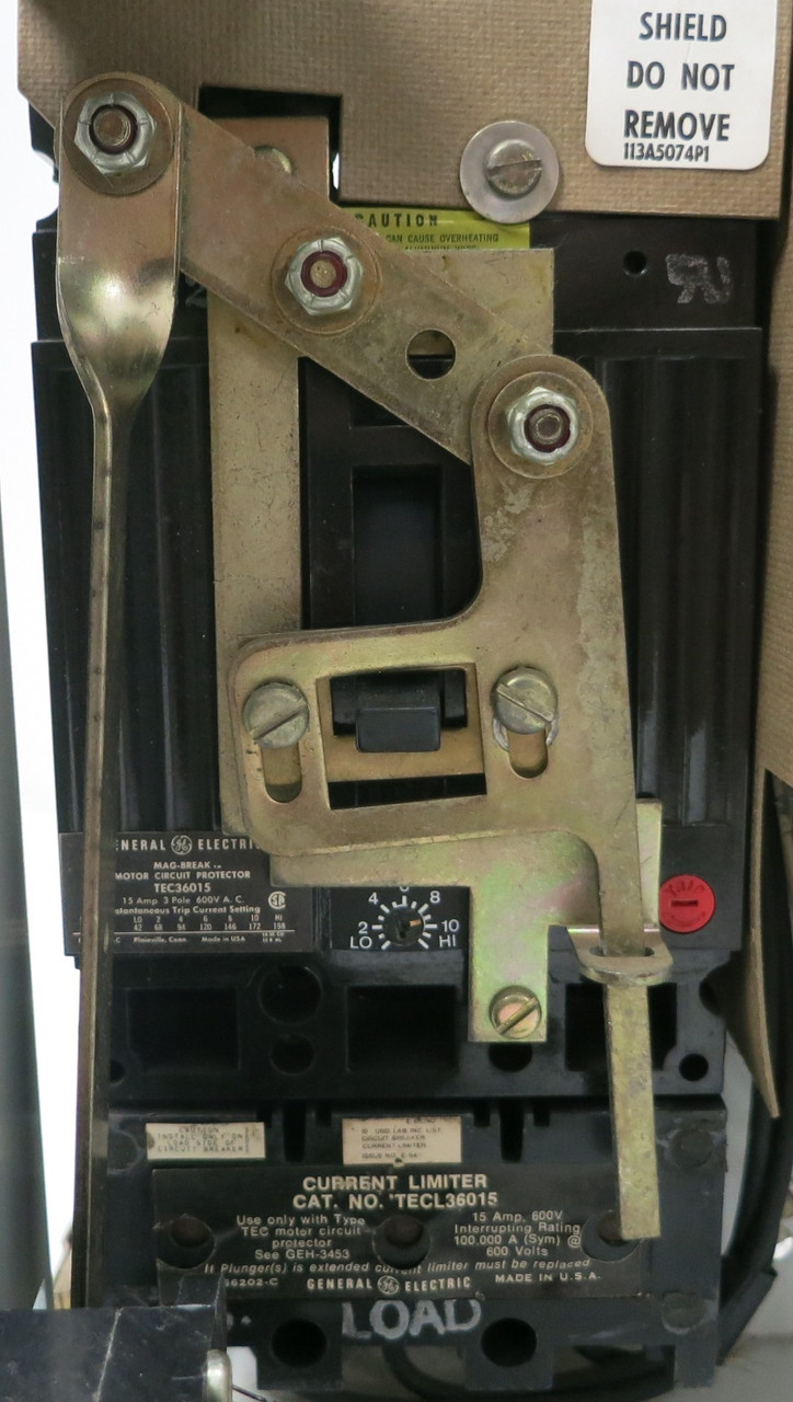 GE 8000  15 Amp TEC Breaker Size 1 CR206C000MYA Starter 12" MCC Bucket 15A TECL (BJ0119-1)