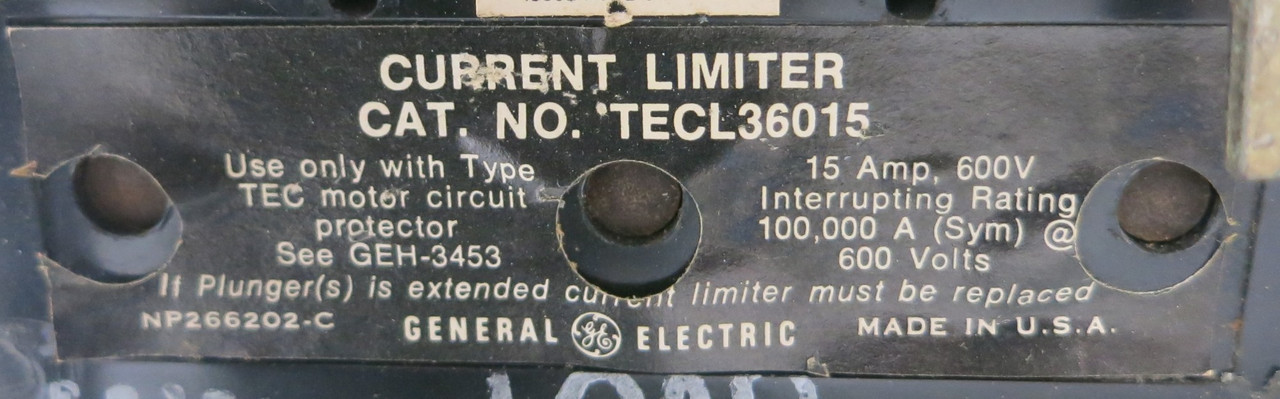 GE 8000  15 Amp TEC Breaker Size 1 CR206C000MYA Starter 12" MCC Bucket 15A TECL (BJ0119-1)