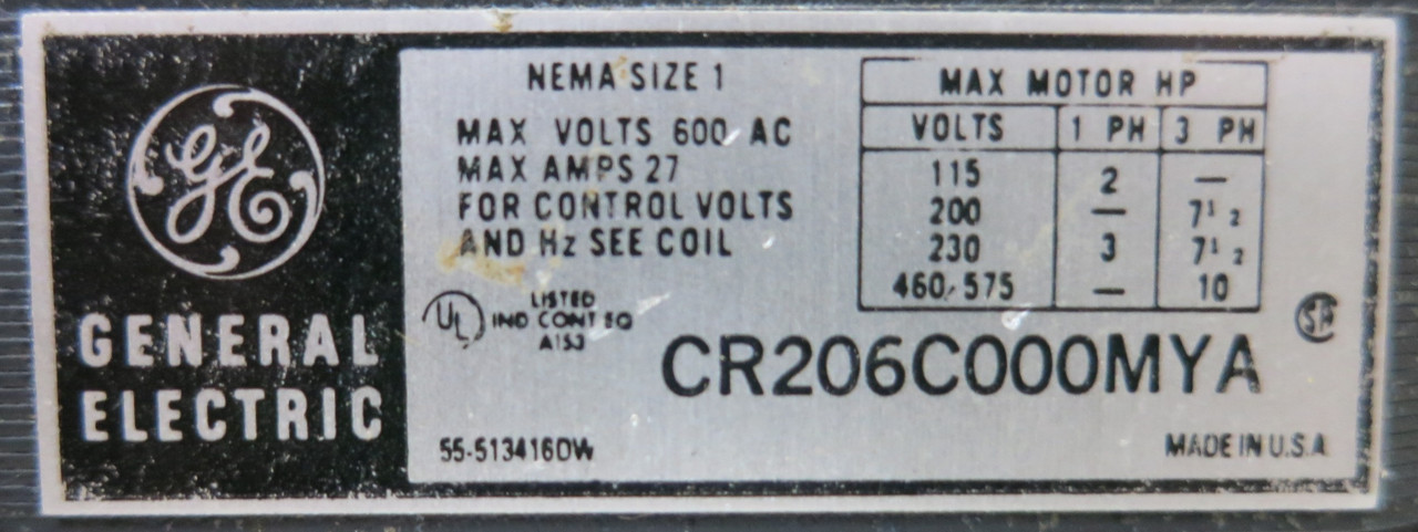 GE 8000  15 Amp TEC Breaker Size 1 CR206C000MYA Starter 12" MCC Bucket 15A TECL (BJ0119-1)