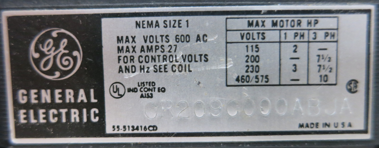 GE 8000 Size 1 Reversing Starter 3A Breaker 18" MCC Bucket TEC 3Amp CR3090000ABJA (BJ0135-1)