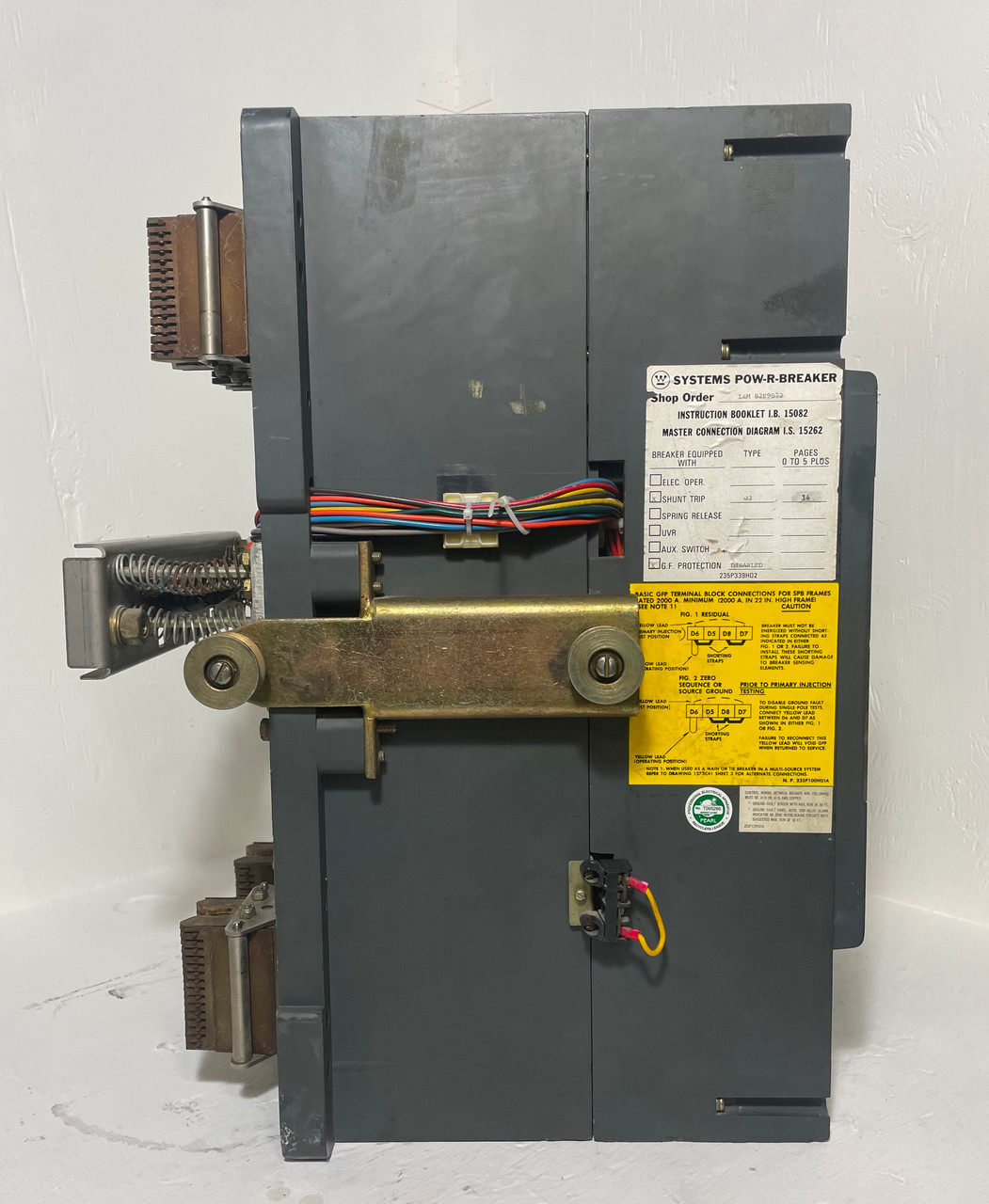 Westinghouse SPB 100 2000A Drawout Pow-R Breaker LSIG 3P 2000 Amp SPB100 Ground (EM4523-1)