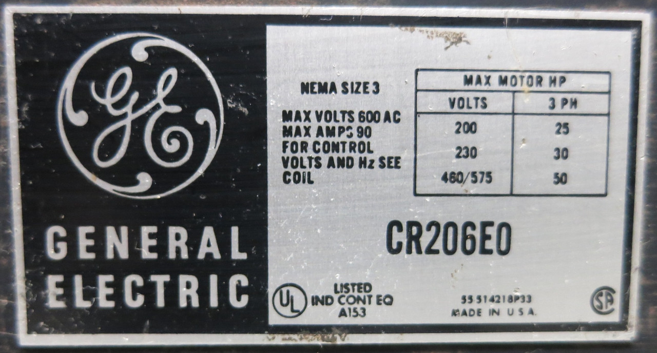 GE 8000 100A 36" MCC Starter Bucket Size 3 CR206E0 TEC36100 100 Amp (BJ0165-3)