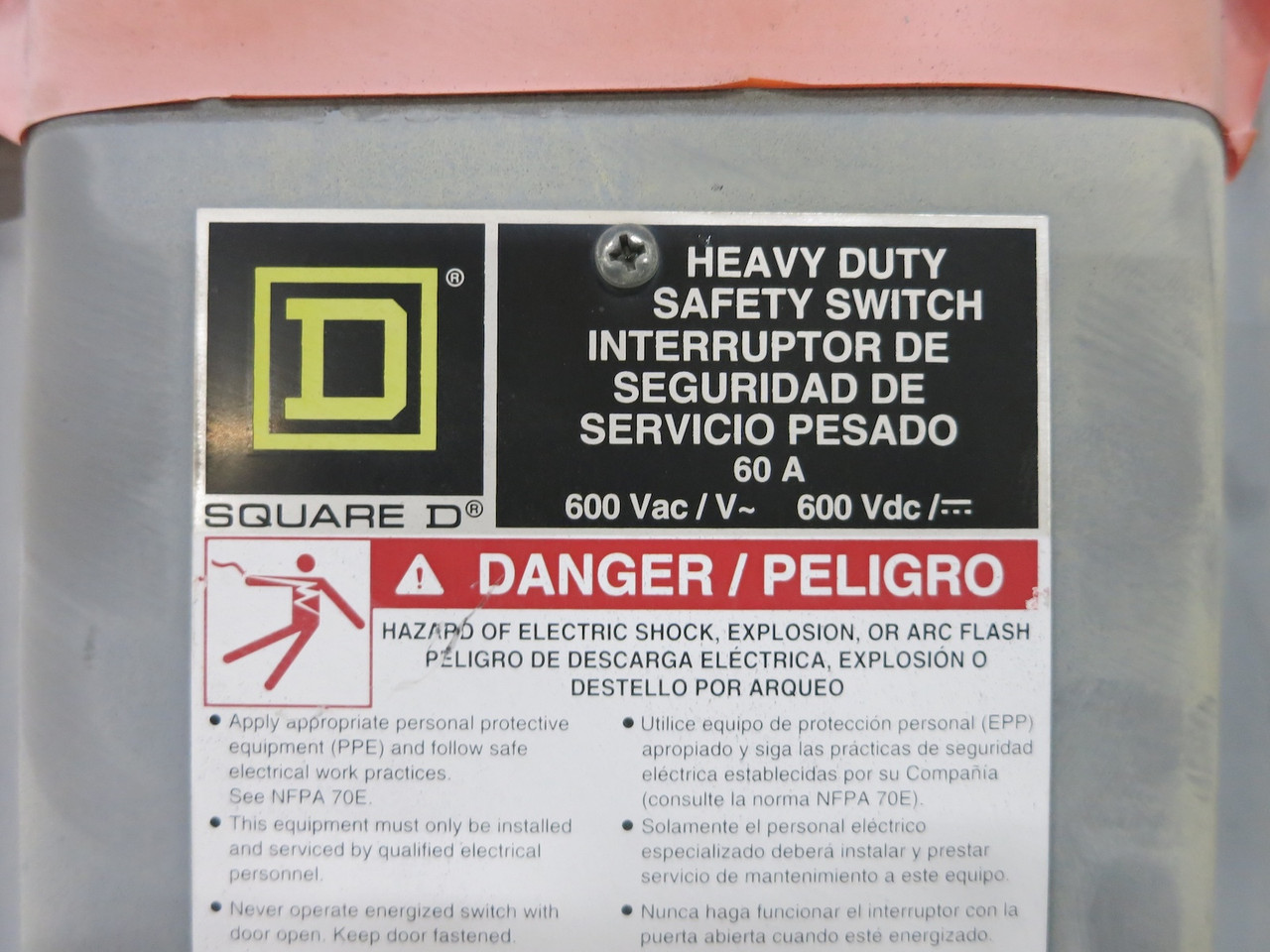 Square D H362AWK 60A Fusible Safety Switch Disconnect 600V 60 Amp H362 F06 3R (DW4795-61)