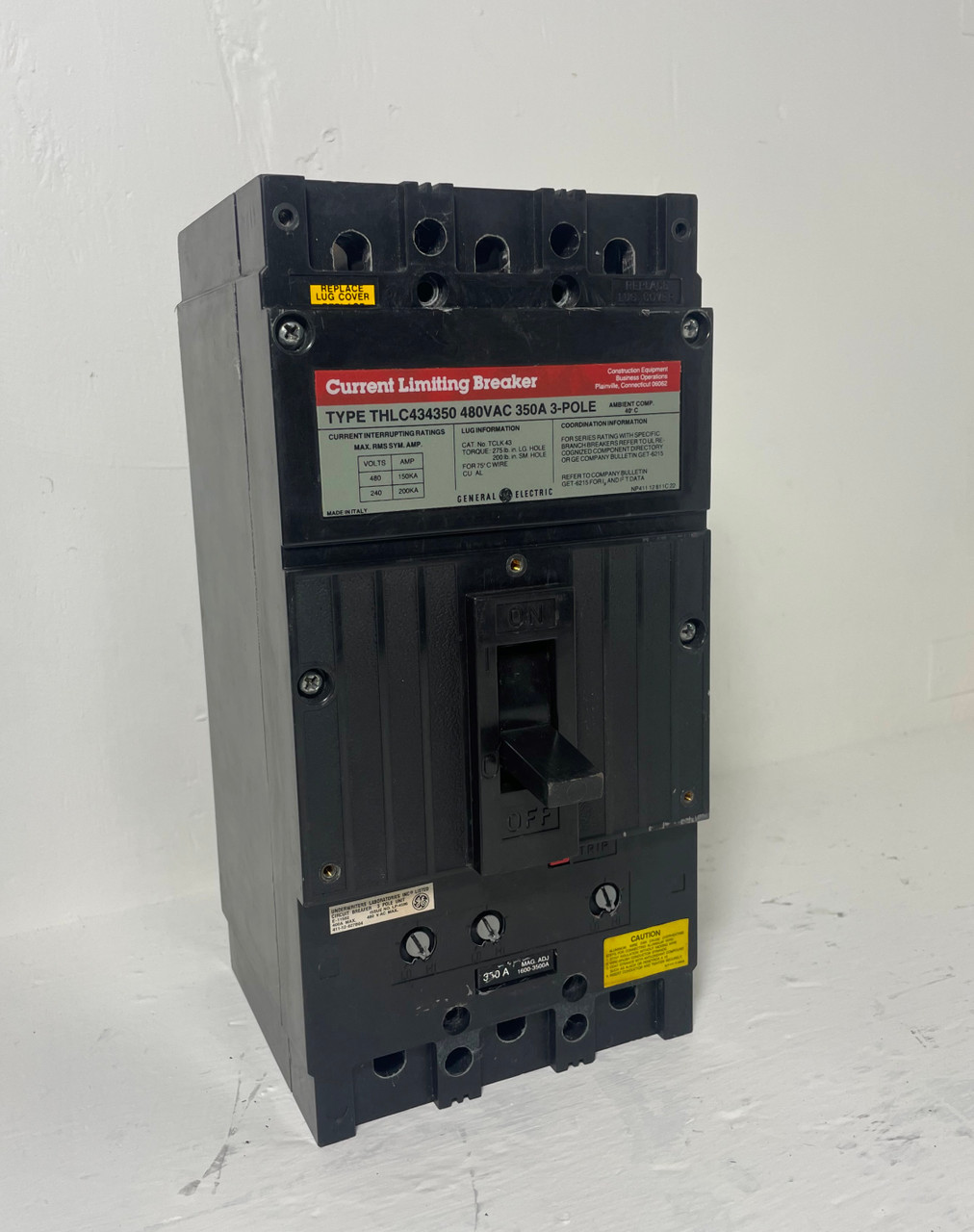GE THLC434350 350A Current Limiting Circuit Breaker 350 Amp 3P General Electric (EM4553-1)