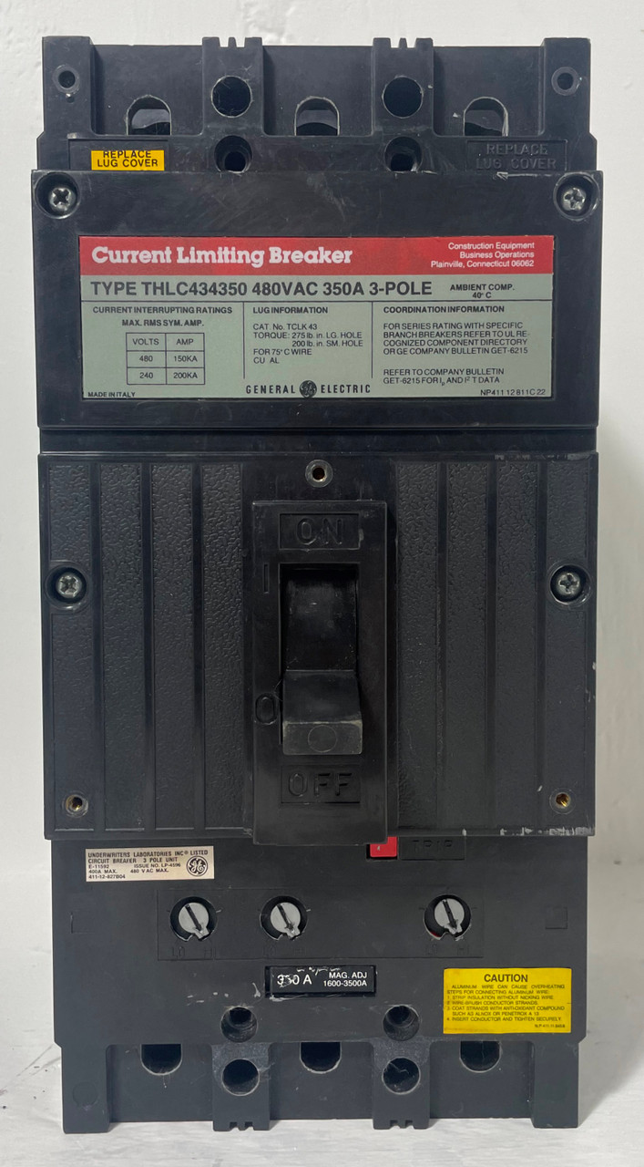 GE THLC434350 350A Current Limiting Circuit Breaker 350 Amp 3P General Electric (EM4553-1)