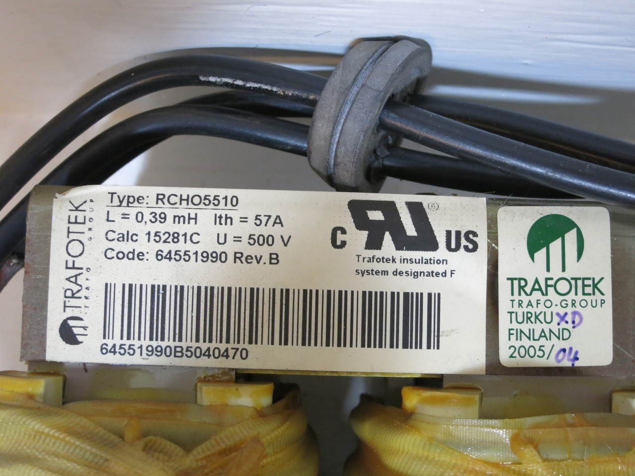 Trafotek RCHO5510 AC Drive Line Reactor 0.39mH 57A 500V RCH05510 57 Amp RCHO (DW4801-11)