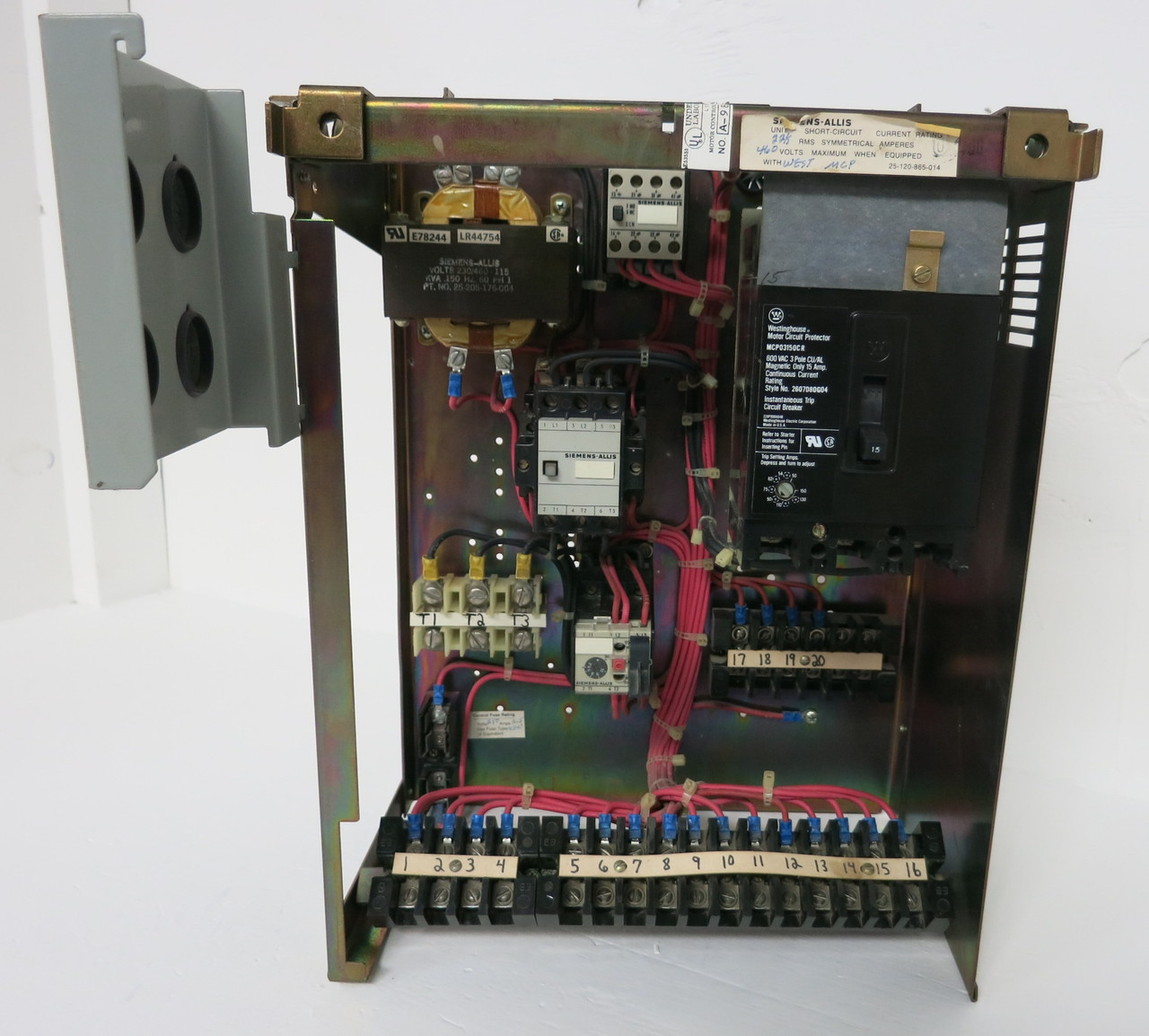 Siemens Marq 21 15A 18" MCC Starter Bucket Size 1 CXL10*3 MCP Breaker 15 Amp ITE (BJ0173-9)