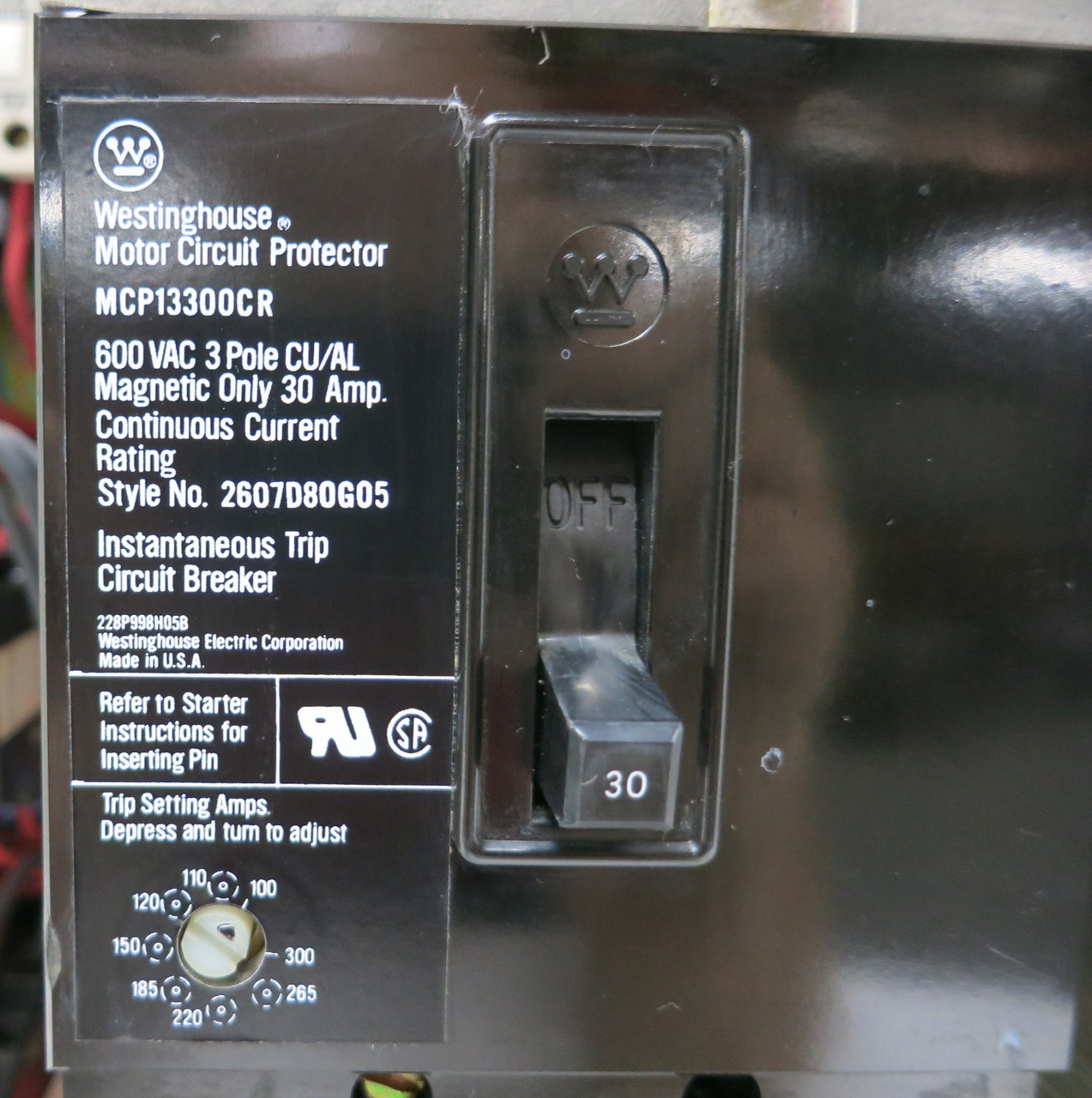 Siemens Marq 21 30A 18" MCC Starter Bucket Size 1 CXL10*3 MCP Breaker 30 Amp ITE (BJ0175-5)