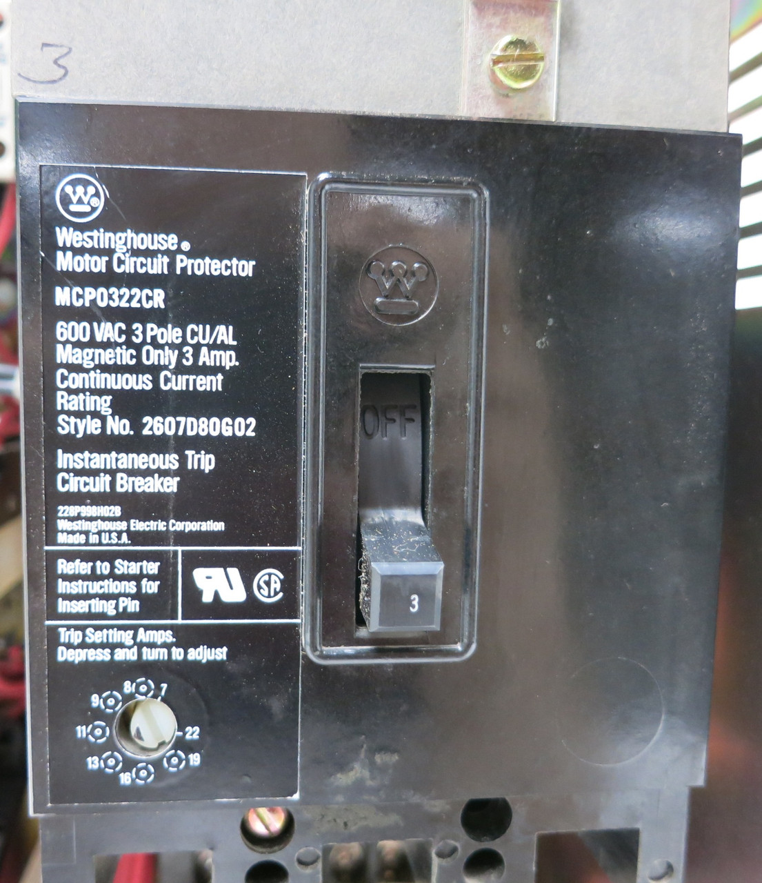 Siemens Marq 21 3A 18" MCC Starter Bucket Size 1 CXL10*3 MCP Breaker 3 Amp ITE (BJ0179-1)