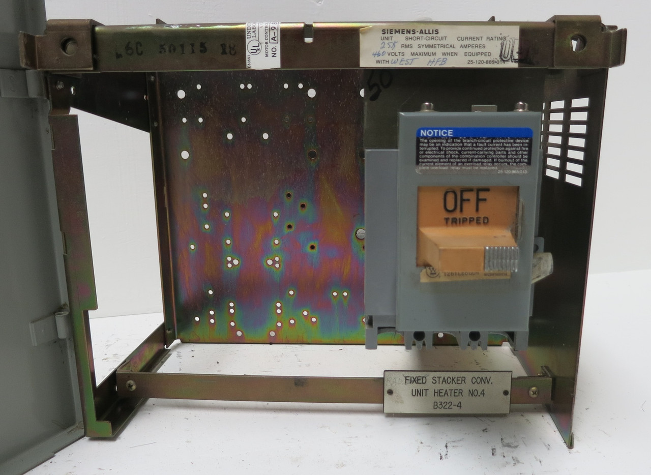 Siemens Marq 21 50A 12" MCC Feeder Bucket HFB3050 Breaker 50 Amp ITE (BJ0180-2)