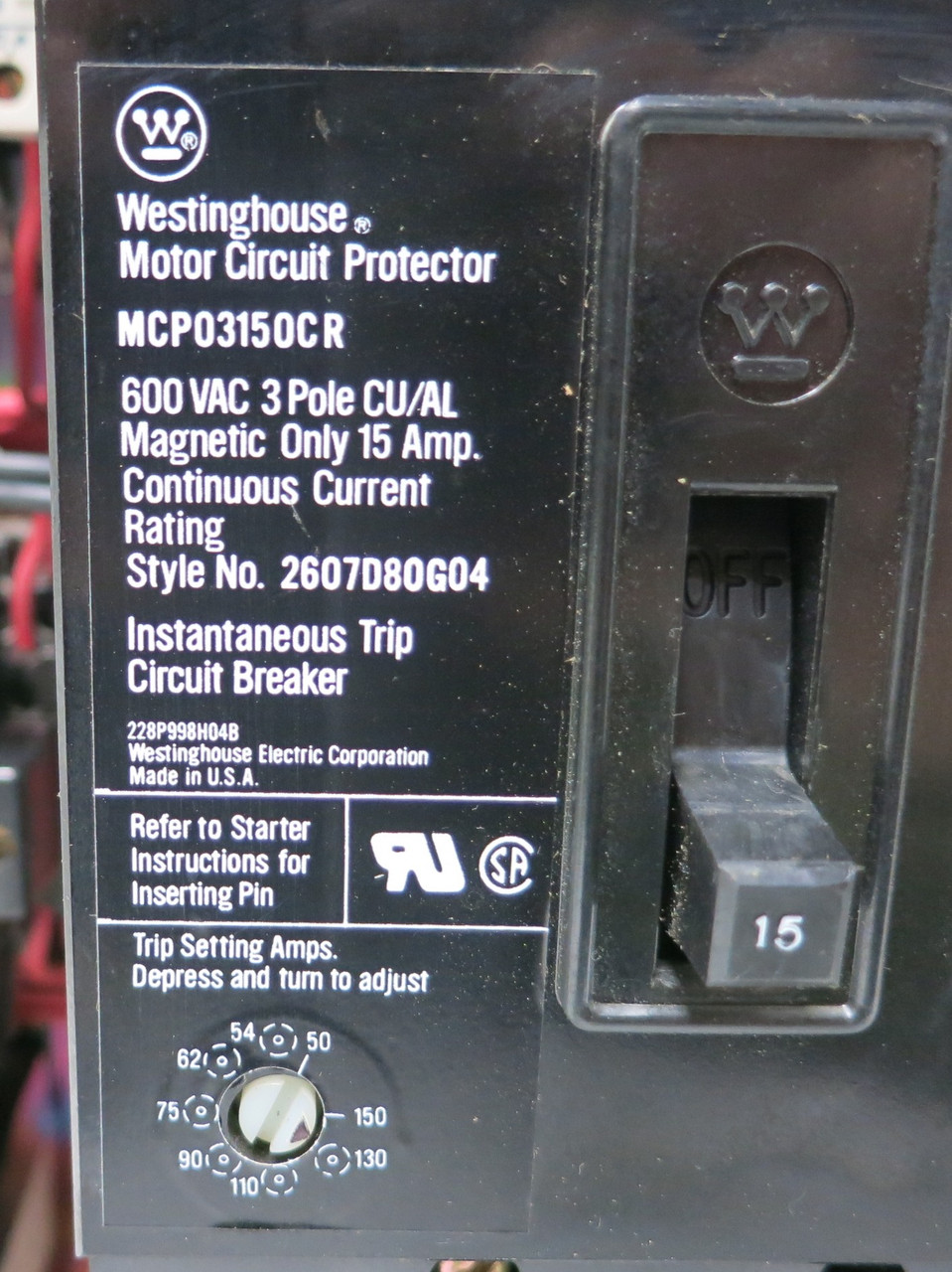 Siemens Marq 21 15A 18" MCC Starter Bucket Size 1 Reversing 15 Amp Breaker ITE (BJ0195-1)