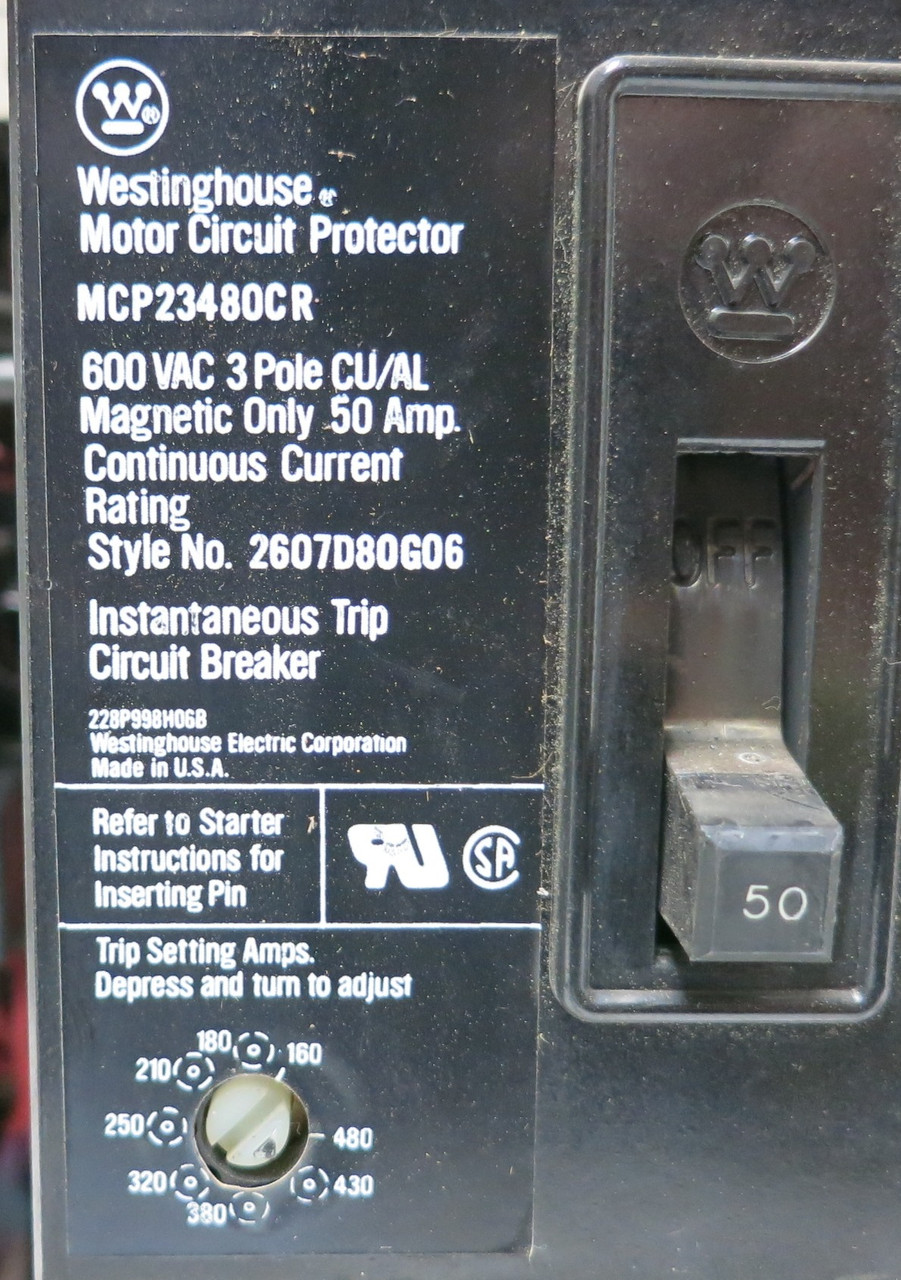 Siemens Marq 21 50A 18" MCC Starter Bucket Size 1 Reversing 50 Amp Breaker ITE (BJ0194-1)