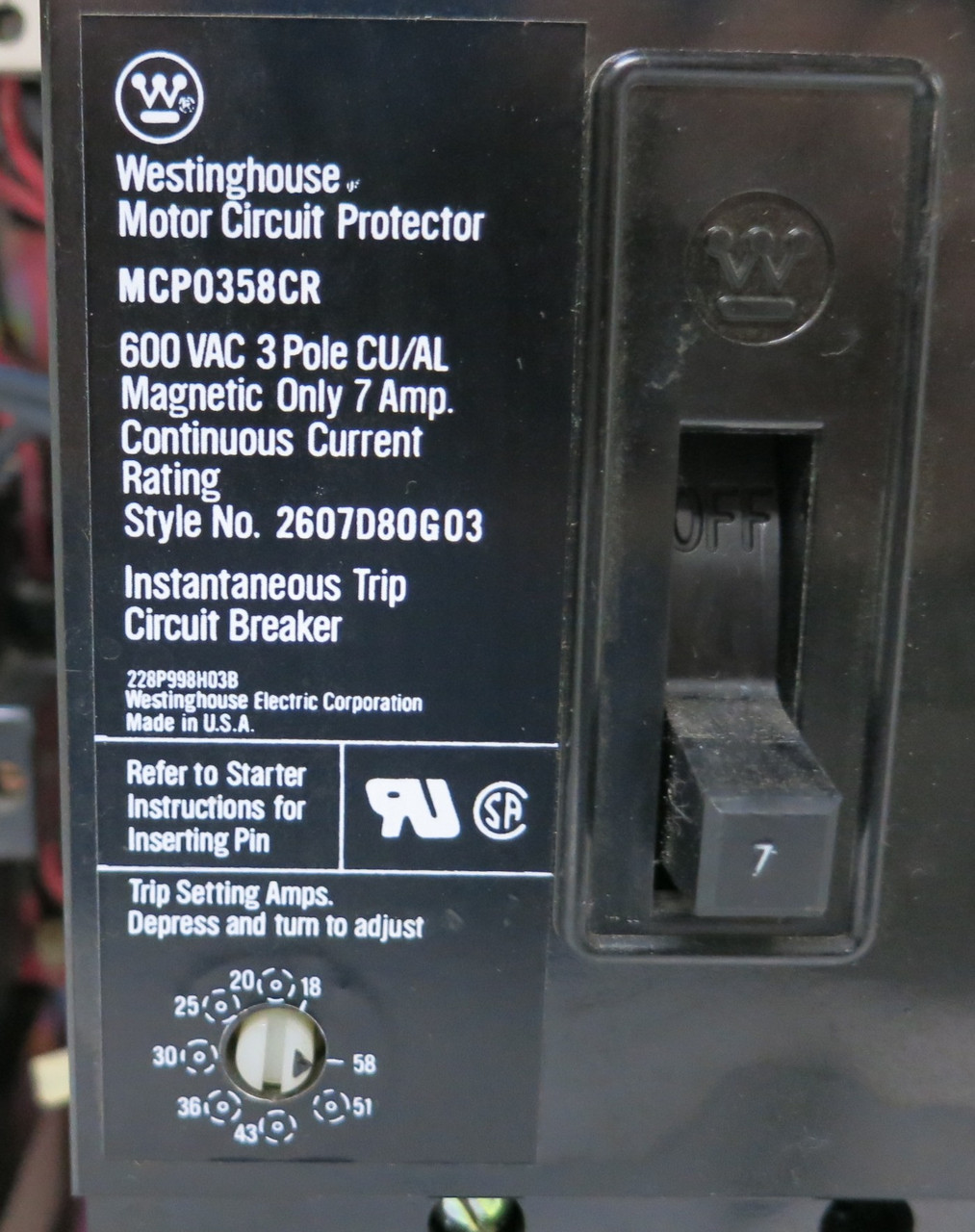 Siemens Marq 21 7A 18" MCC Starter Bucket Size 1 Reversing 7 Amp Breaker ITE (BJ0196-5)