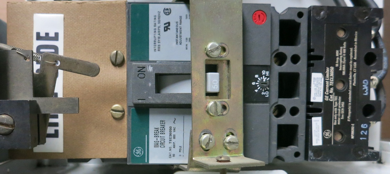 GE 8000 Size 3 Starter 50A Breaker 30" MCC Bucket 50 Amp TECL CR206E0 Green Lbl (BJ0203-1)