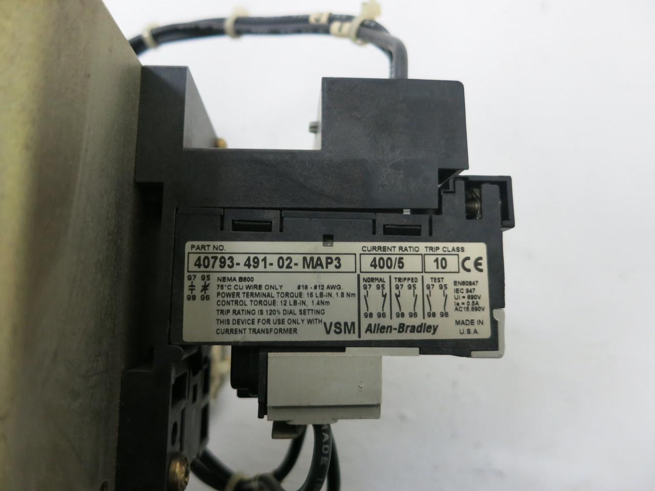 AB 193-A1P6 Ser B Overload Relay 400A 400/5 40793-491-02-M Allen Bradley Starter (BJ0213-2)