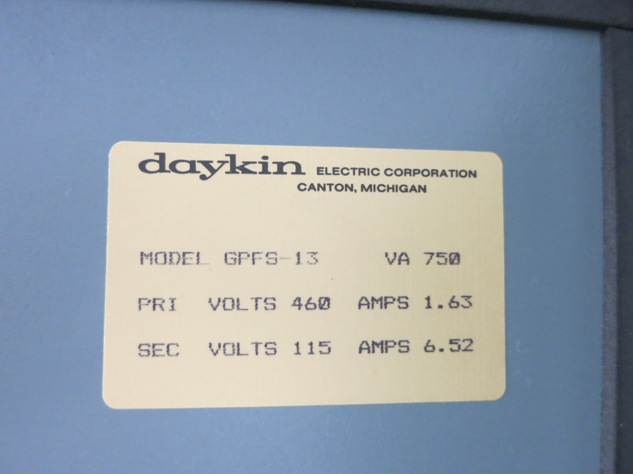 Daykin GPFS-13 460 Volt Transformer Disconnect Switch VA 750 (BJ0218-1)