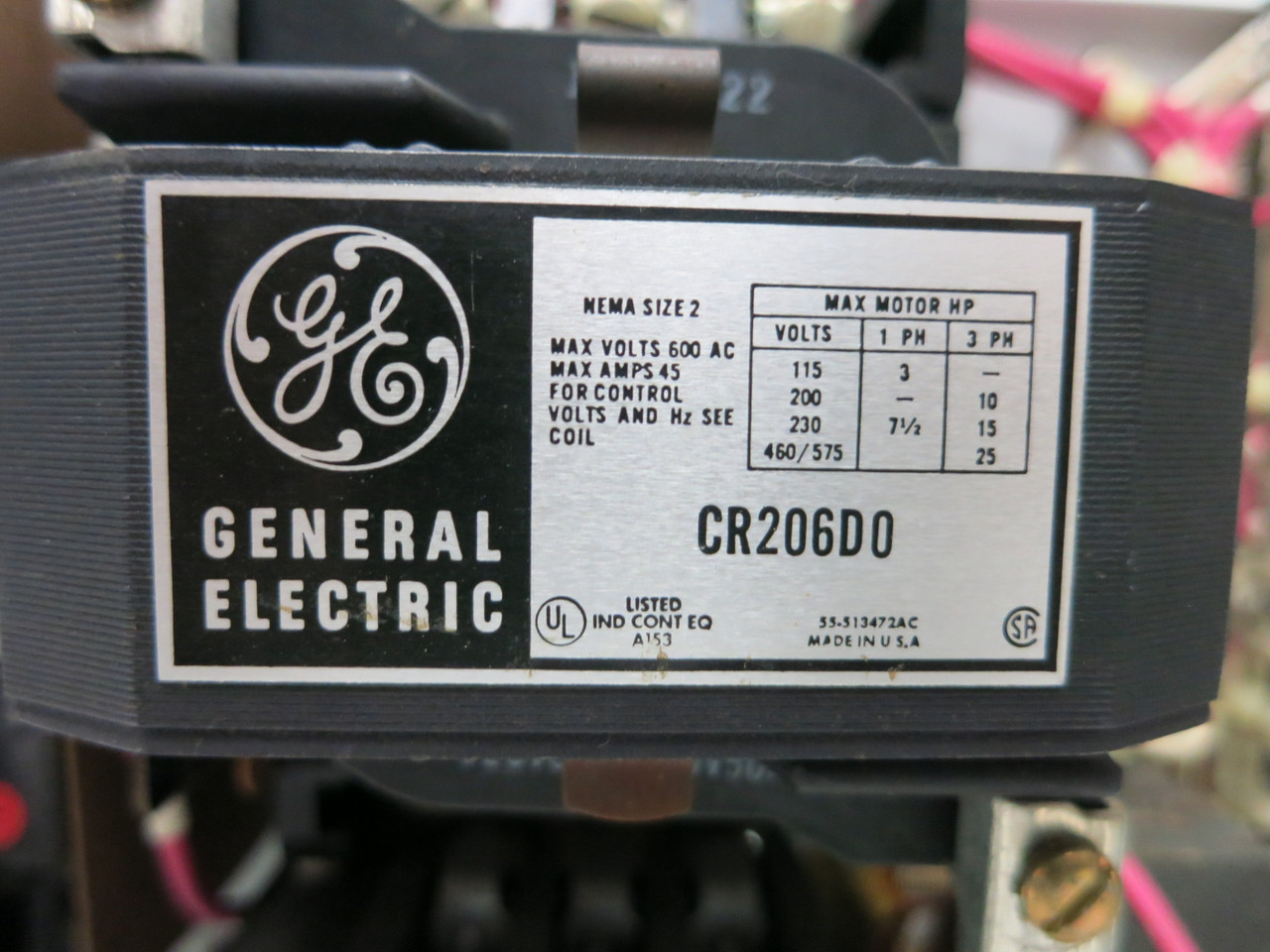 GE 8000 30A Breaker Size 2 12" MCC Starter Bucket 30 Amp CR206 TEC (BJ0232-1)