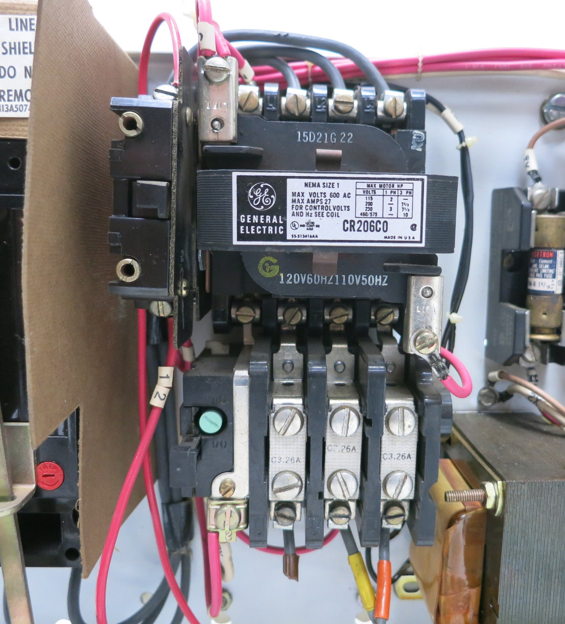 GE 8000 7A Breaker Size 1 Starter 12" MCC Bucket TEC36007 CR206C0 Sz1 7 Amp (BJ0231-1)