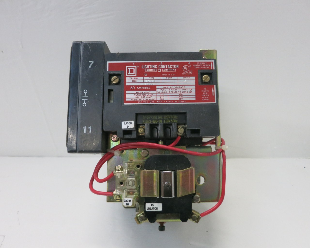 Square D 8903-SP012 Lighting Contactor 60 Amp 120V Coil 3P 3Ph (BJ0245-2)