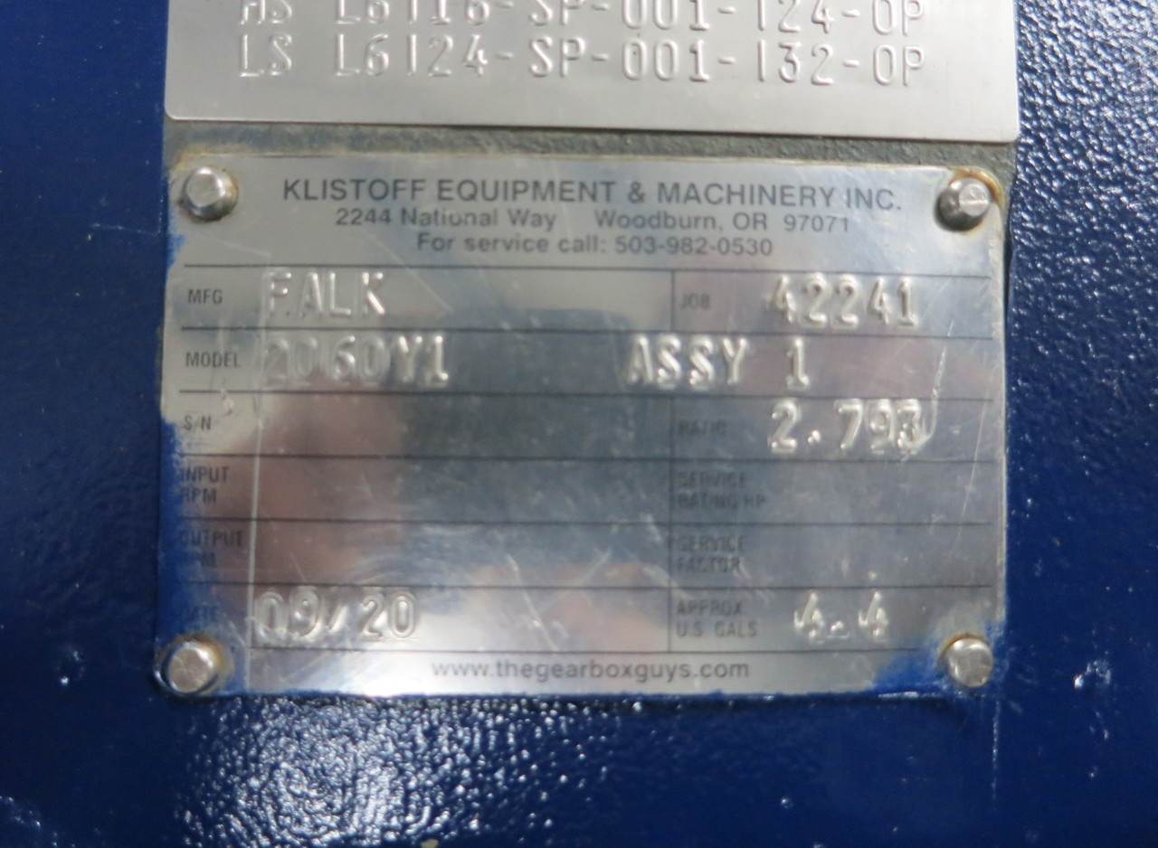 Falk 2060Y1 Gear Reducer Drive Ratio 2.793 Parallel Shaft 206-Y1 (BJ0251-1)