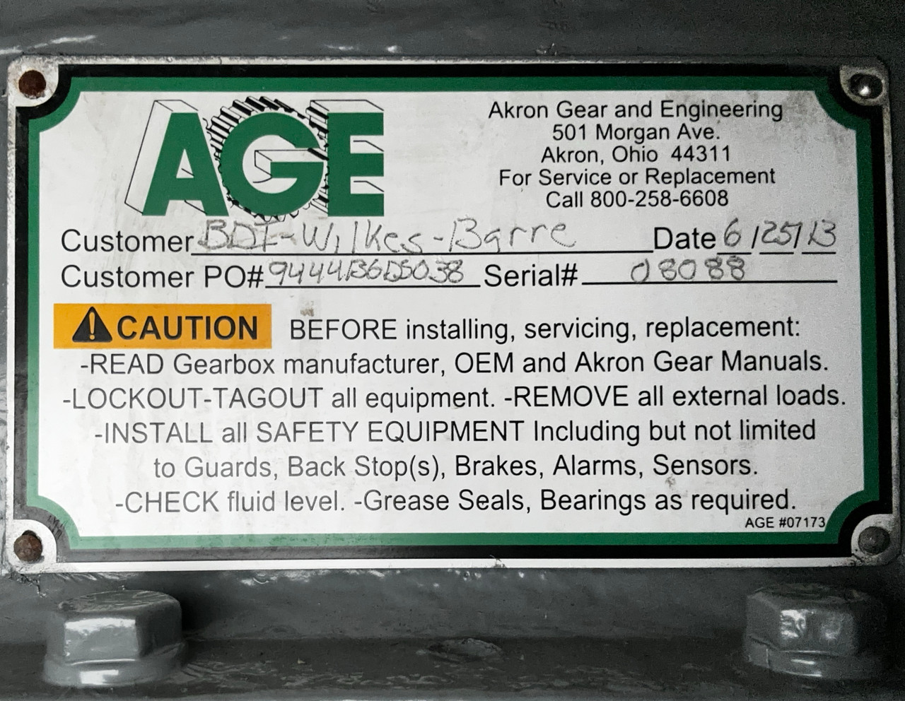 Falk L2070Y1D Gear Reducer Drive Ratio 4.929 Parallel Shaft 2070Y1LD (BJ0253-1)