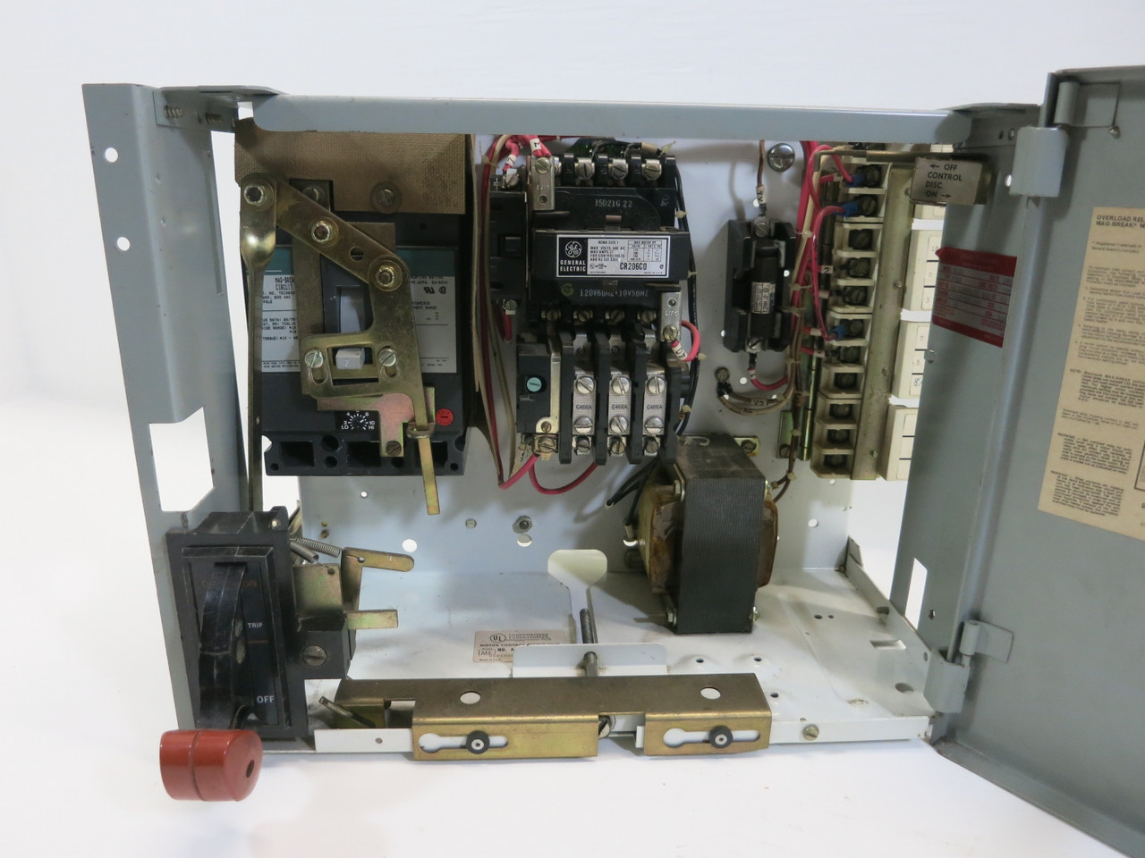 GE 8000 7A Breaker Size 1 Starter 12" MCC Bucket TEC CR206C0 7 Amp Green Label (BJ0259-1)