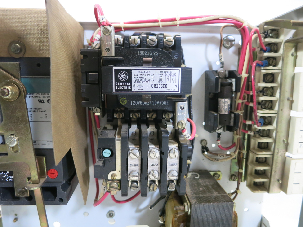 GE 8000 7A Breaker Size 1 Starter 12" MCC Bucket TEC CR206C0 7 Amp Green Label (BJ0259-1)