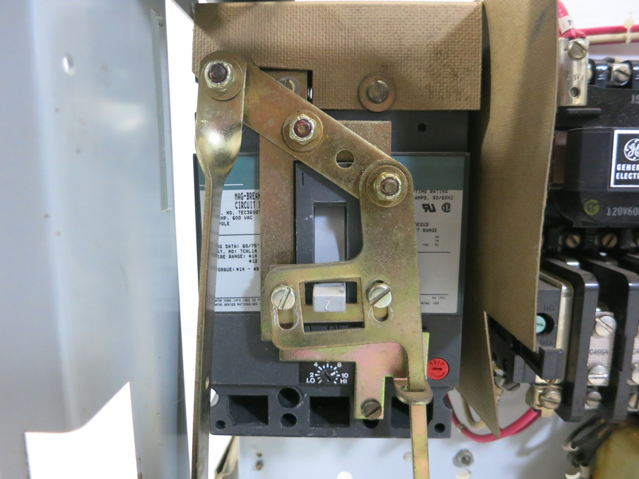 GE 8000 7A Breaker Size 1 Starter 12" MCC Bucket TEC CR206C0 7 Amp Green Label (BJ0259-1)